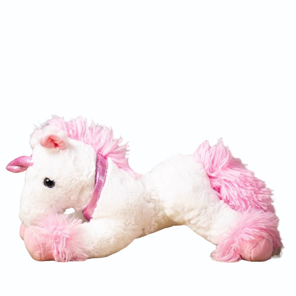 Lying Unicorn Colorful Fuzzy Fur Shiny Horn Plush Toy Stuffed Animal, 14"